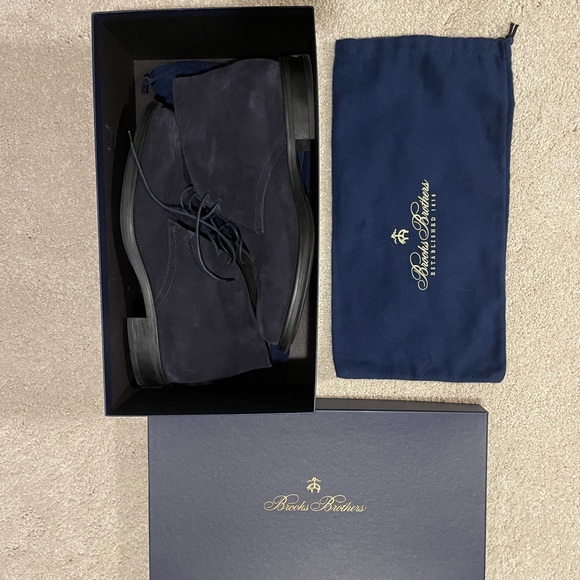 Brooks Brothers Navy Mens Suede Chukka Boots - Picture 2 of 8